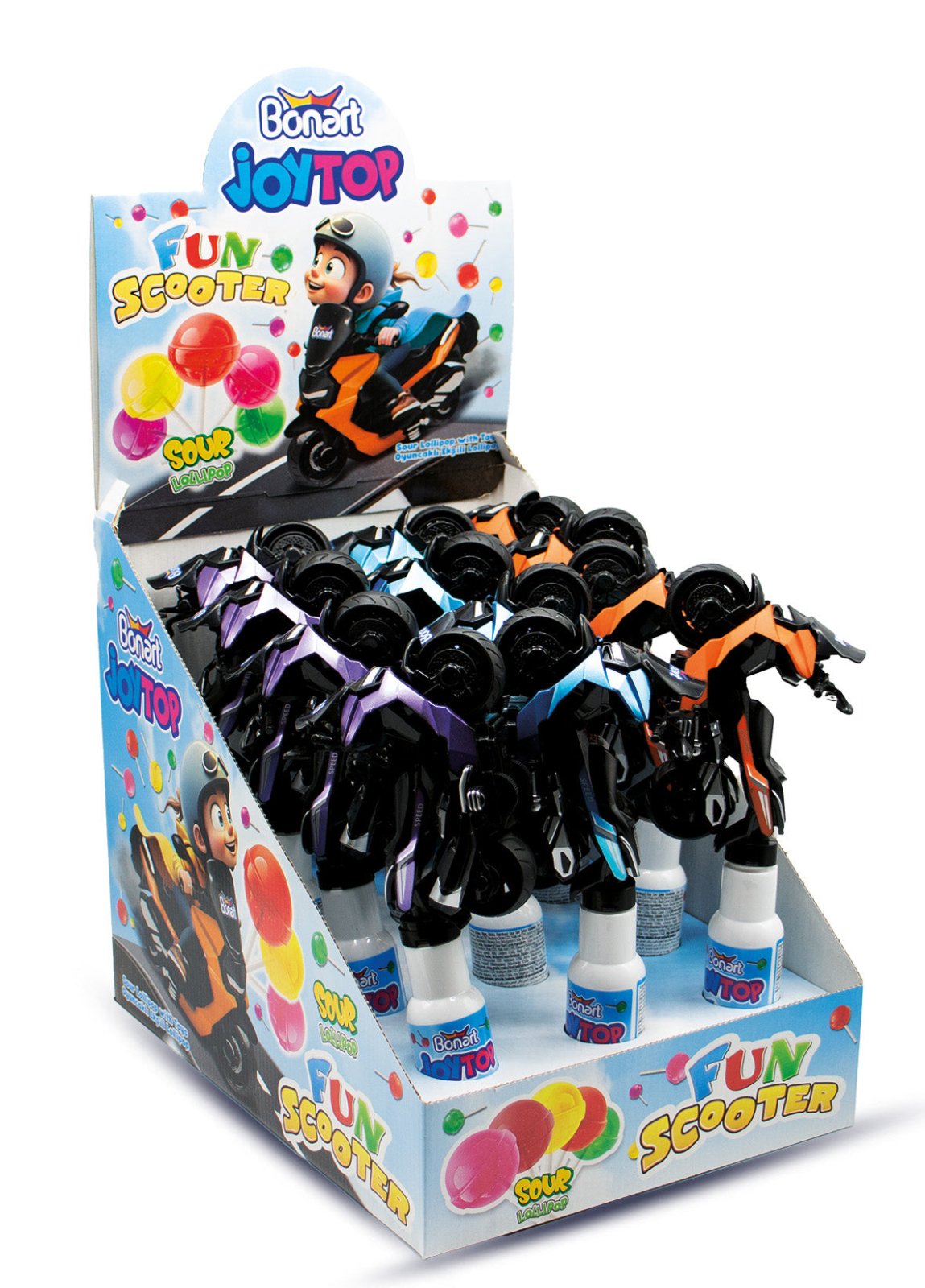 Joytop Fun Scooter Lollipop with Toy 12 x 11g | جوي توب سكوتر المرح مع مصاصة - 2kShopping