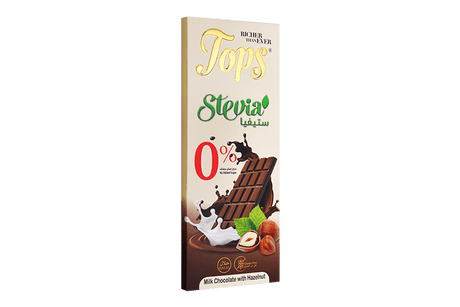 Tops Chocolate Bar Milk with Hazelnut Sugar - Free Stevia Pack 12 X 50g - 2kShopping