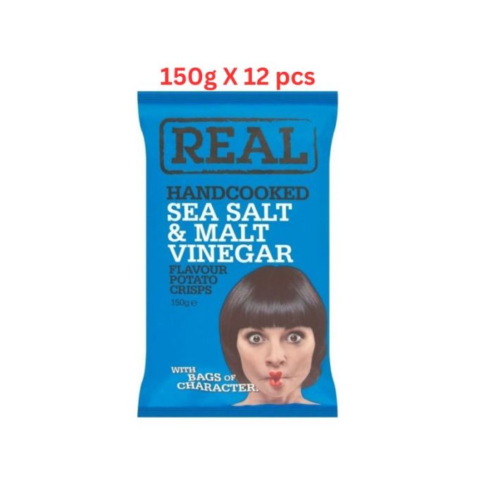 Real Crisps Salt & Vinegar (Pack Of 12 X 150g)