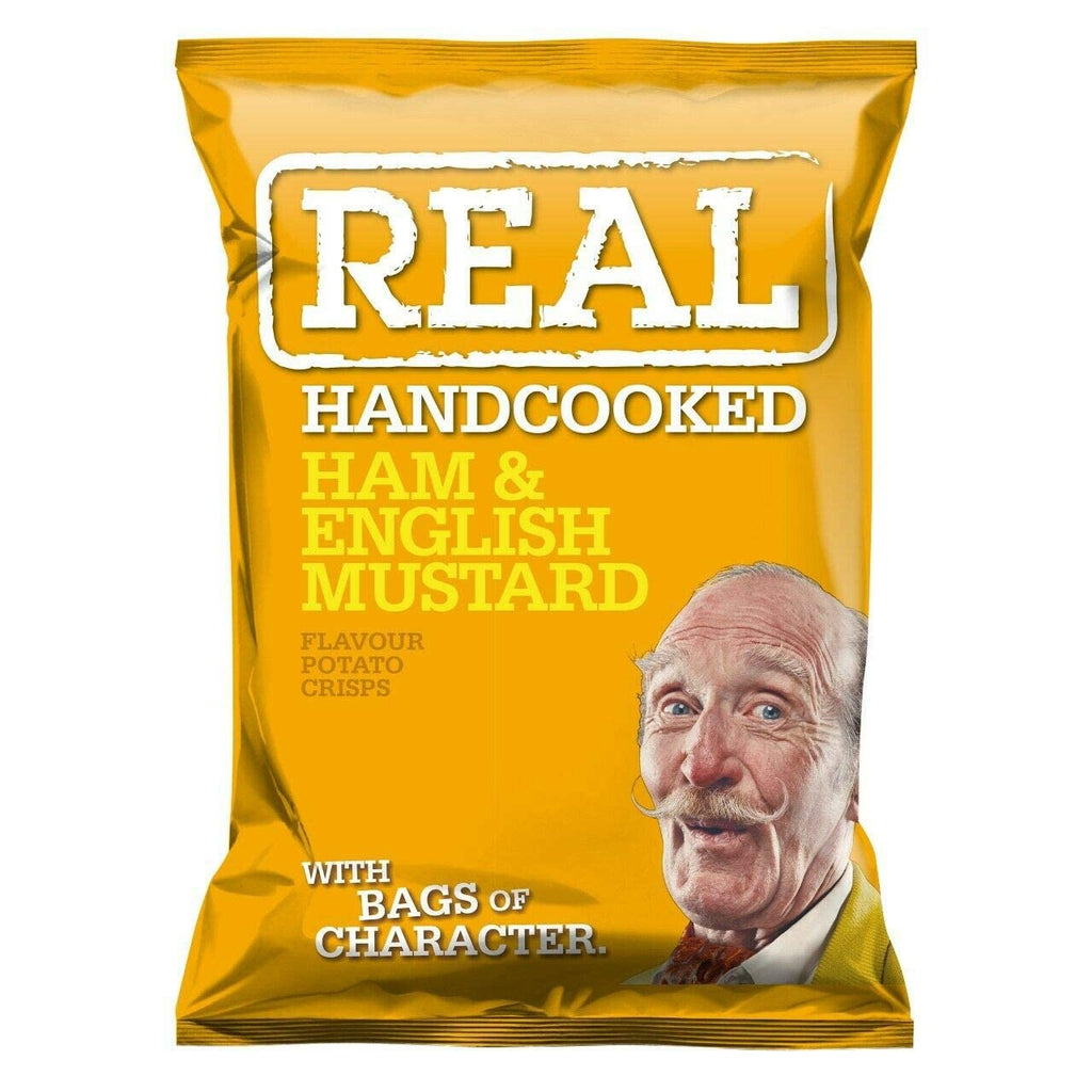 Real Crisps Hand Cooked Ham & English Mustard Flavour 24 x 35g