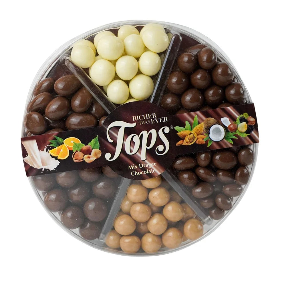 Tops Dragee Box 12 X 450g Mixed - Round Box