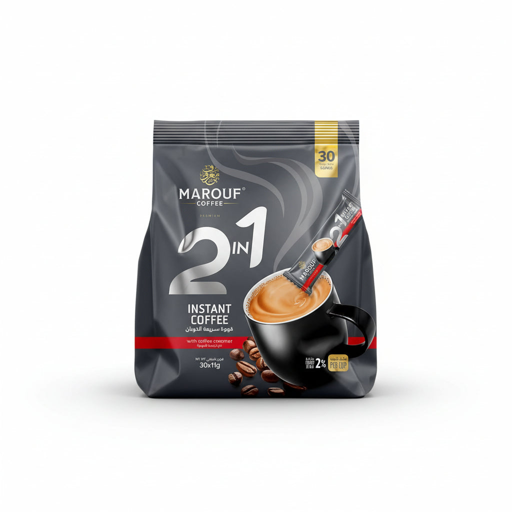 Marouf 2in1 Instant Coffee with Sugar and Creamer Pack of 30 x 11g