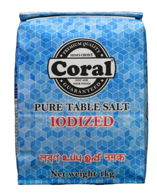 Coral Pure Table Iodized Salt 1kg Pack of 12