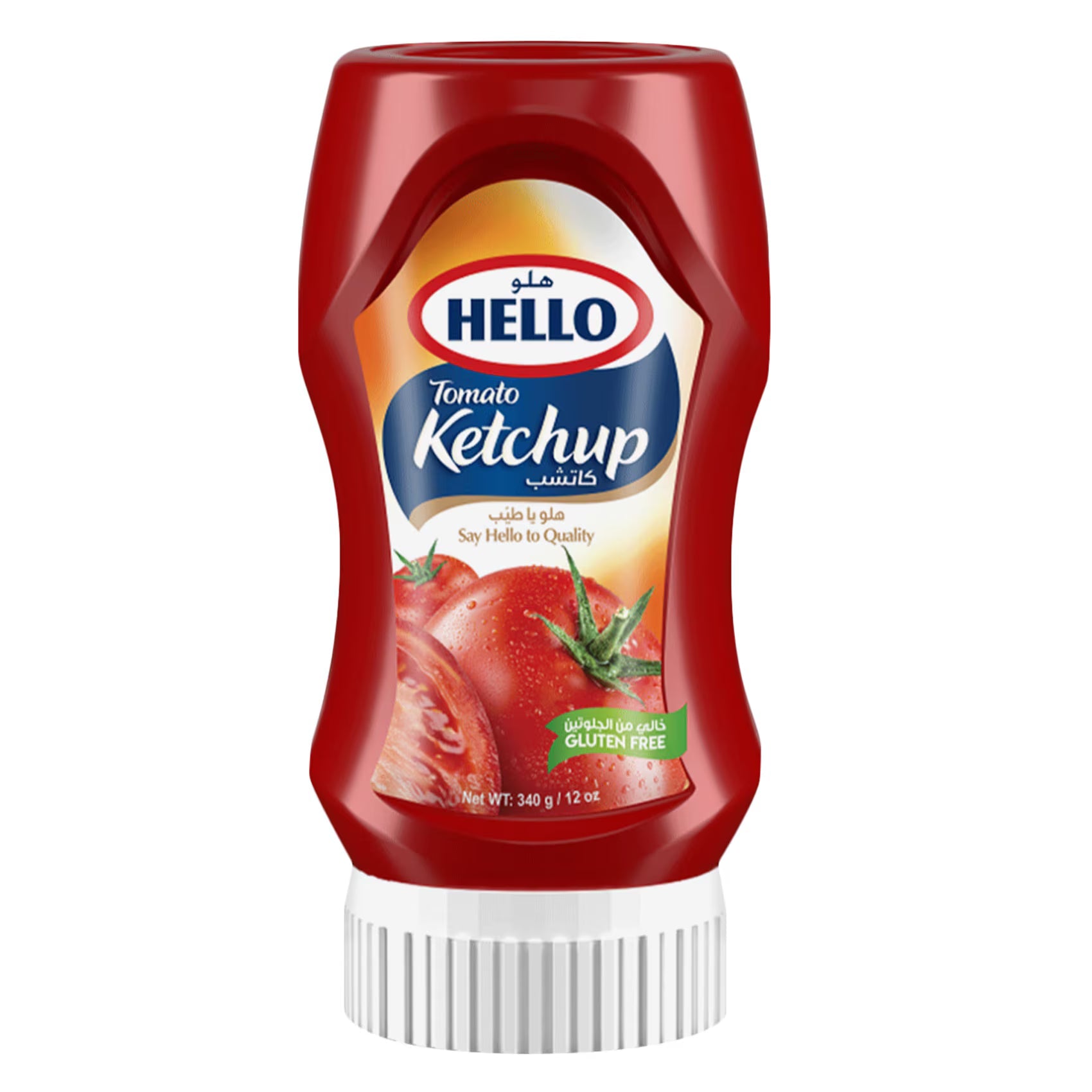 Hello Regular Ketchup Gluten Free 340g | هيلو كاتشب عادي خالي من الغلوتين عبوة بلاستيكية