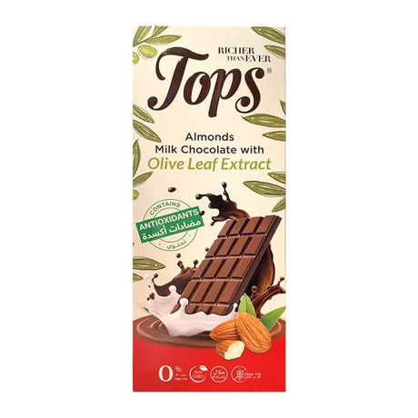 Tops Chocolate Bar Milk with Almonds Sugar Free with Antioxidant Pack 12 X 50g - 2kShopping