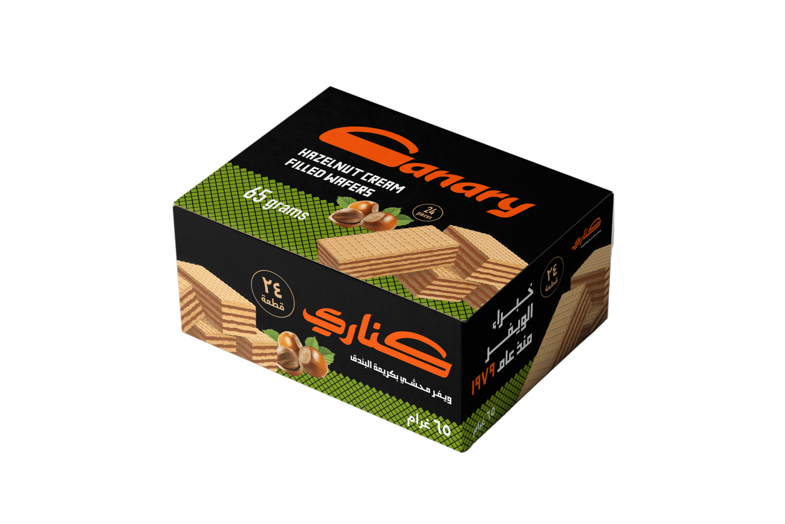Canary Wafer with Hazelnut Cream 24 x 65g | بسكويت كناري كبير بالبندق - 2kShopping