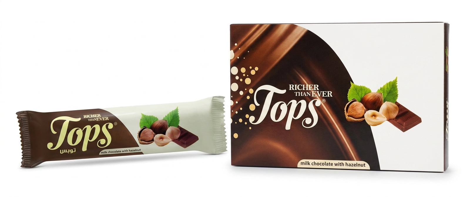 Tops Milk Chocolate Bar with Hazelnut Box of 24 x 36g