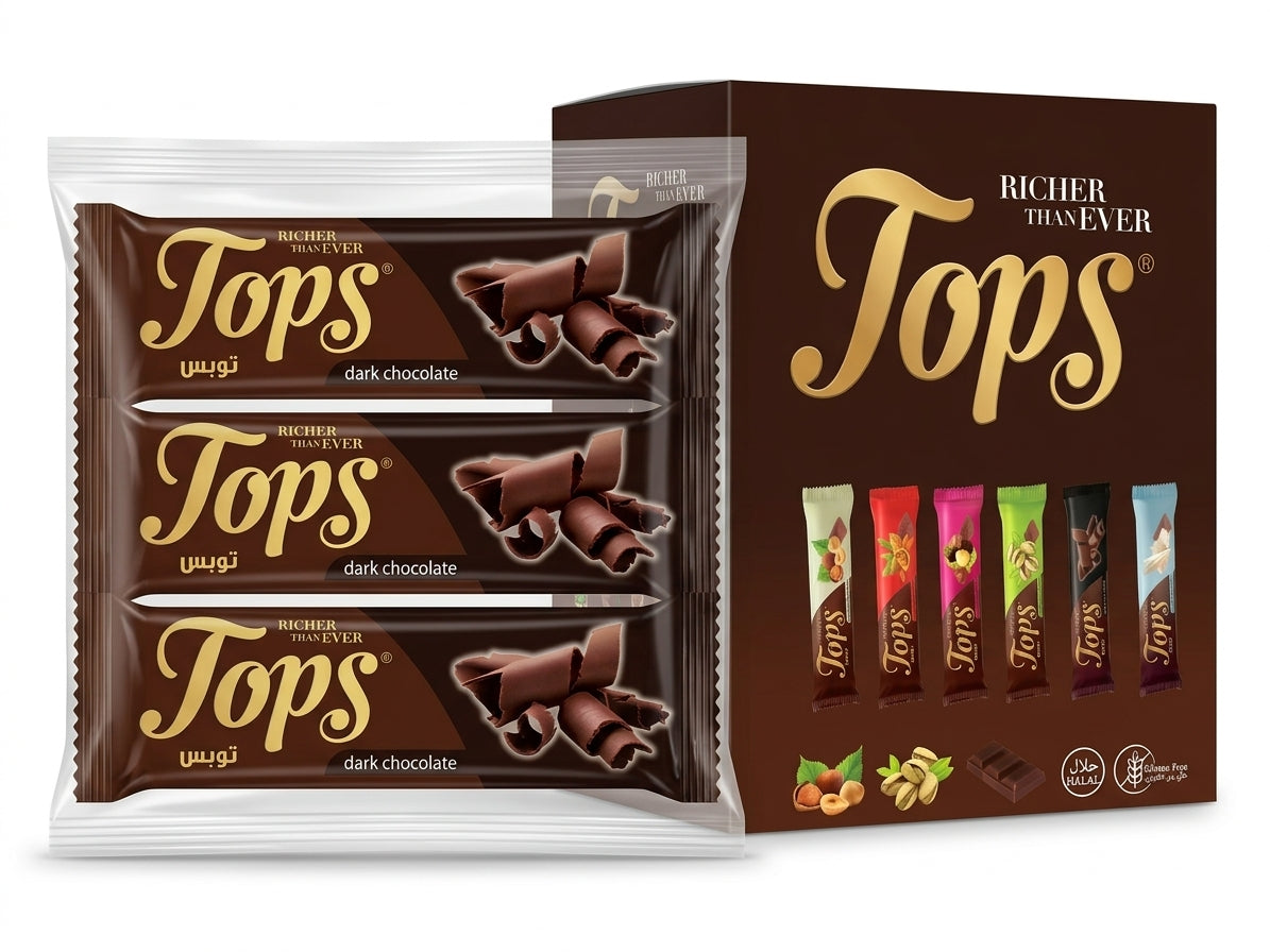 Tops Dark Chocolate Bar Box of 16 x 3's 36g