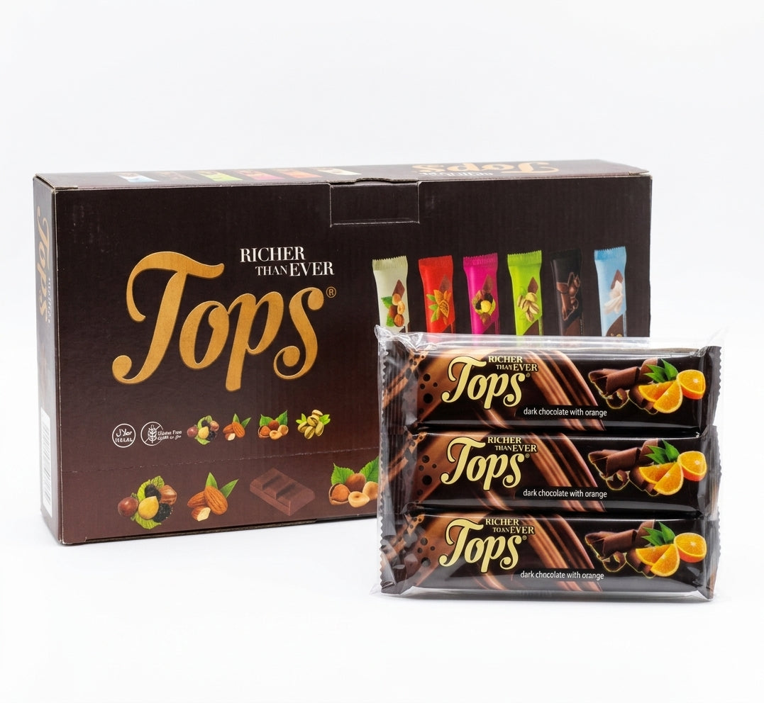 Tops Dark Chocolate Bar with Orange Box of 16 x 3's 36g