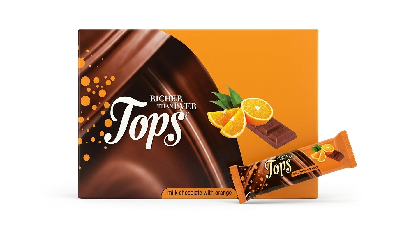 Tops Milk Chocolate Bar with Orange Box of 24 x 36g