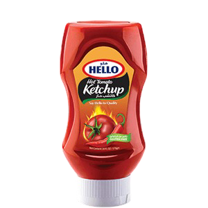 Hello Hot Ketchup Gluten Free 340g | هيلو كاتشب حار خالي من الغلوتين عبوة بلاستيكية
