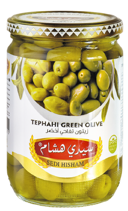 Sedi Hisham - TUFAHI GREEN OLIVE - 12 x 450g - سيدي هشام - زيتون أخضر تفاحي