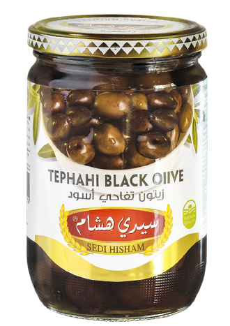 Sedi Hisham - TUFAHI BLACK OLIVE - 12 x 450g - سيدي هشام - زيتون أسود تفاحي