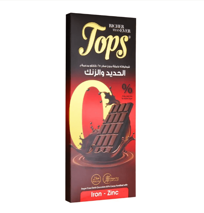 Tops Chocolate Bar Dark Sugar - Free with Fe+Zn Pack 12 X 50g - 2kShopping