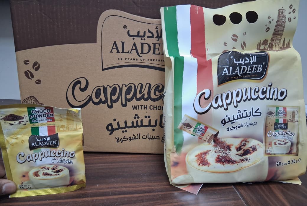 Aladeeb Cappuccino with Chocolate CTN 12 x 20pcs x 25g | الأديب كابتشينو
