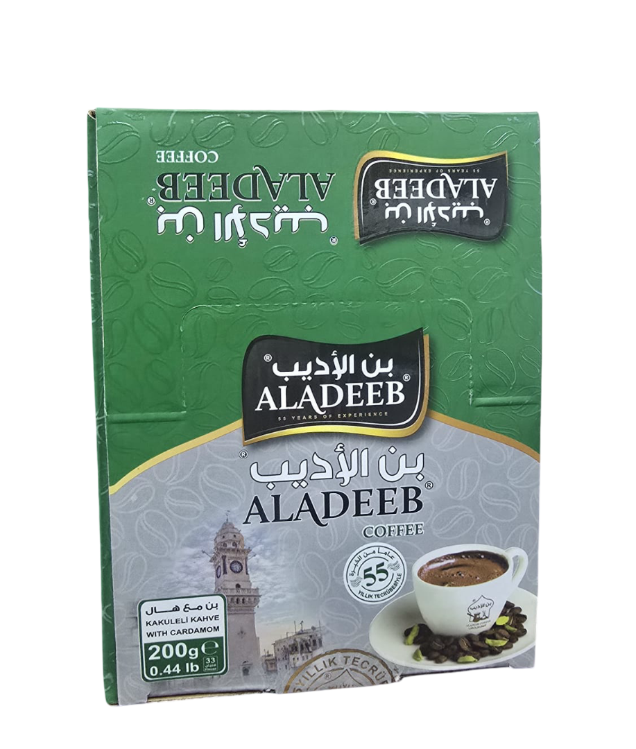 Aladeeb Coffee with Cardamom Box of 10 x 200g | الاديب قهوة بن مع هال