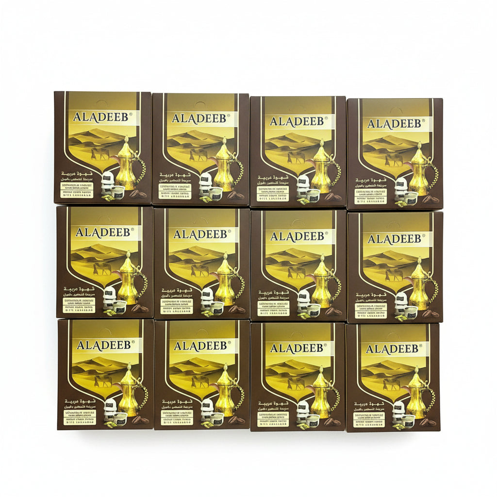 Aladeeb Instant Arabic Coffee with Cardamom CTN 12 x 48 pcs x 2g | الأديب قهوة عربية سريعة التحضير بالهيل