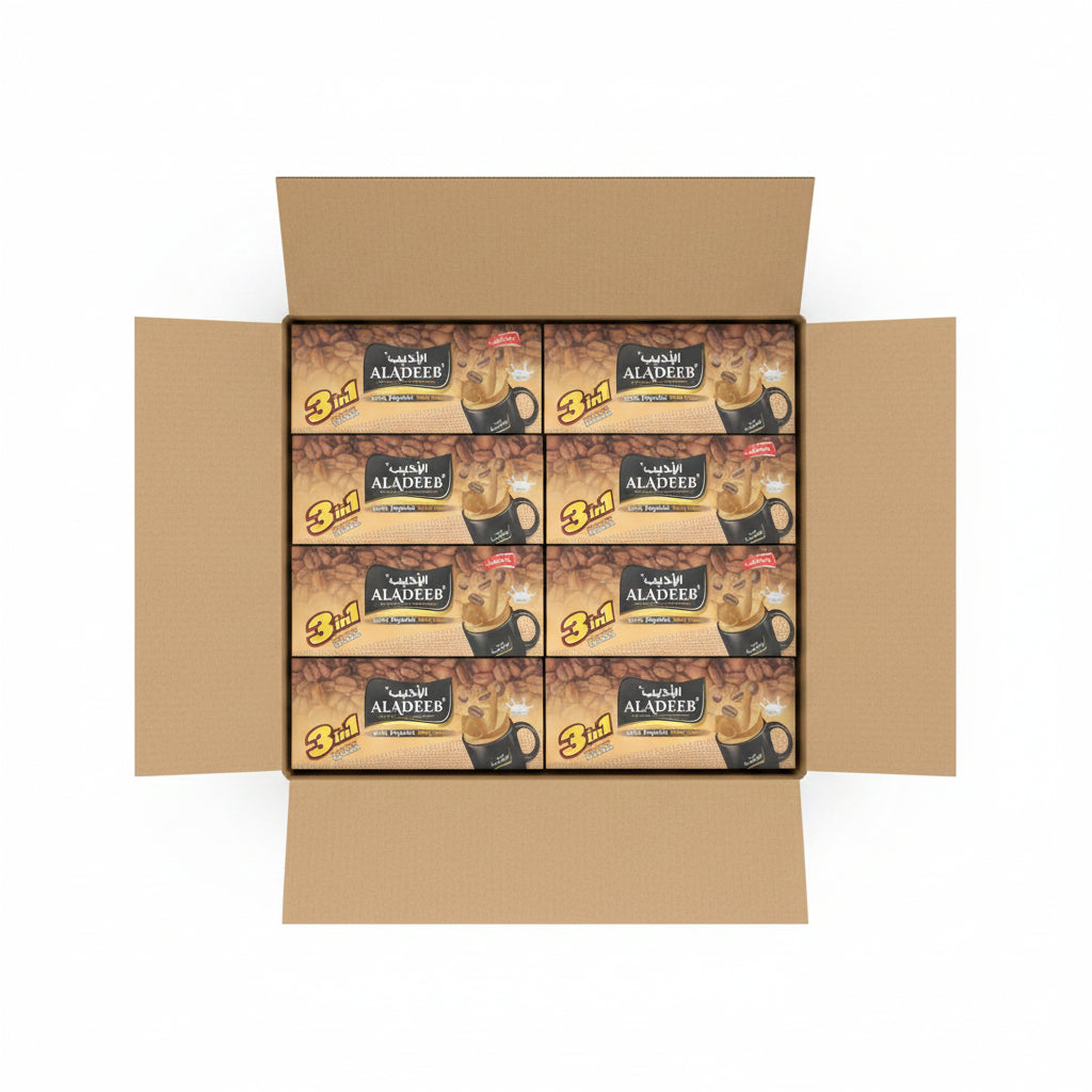 Aladeeb 3 in 1 Milky Foamy Coffee Mix CTN 12 x 24 pcs x 18g | الأديب 3 في 1 بالحليب