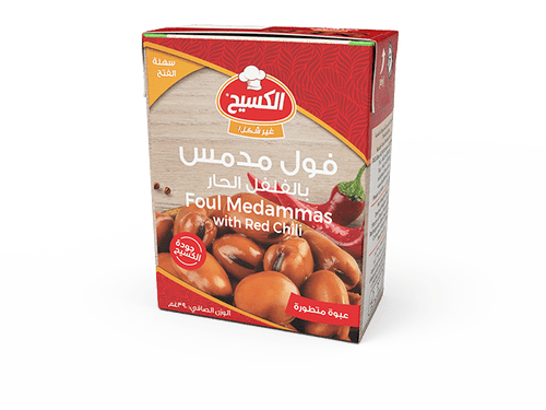 Al Kasih Foul Medammas with Red Chili Box 24 x 390g |الكسيح فول مدمس بالفلفل الحار - 2kShopping