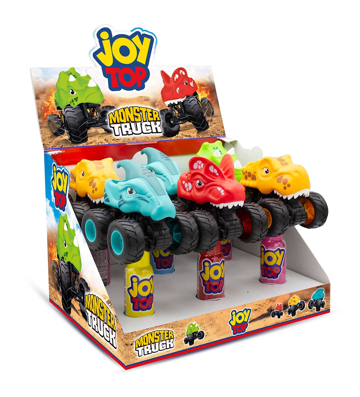 Joytop Monster Truck Toys with Lollipop 6 x 11g | جوي توب لعبة شاحنة الوحش مع مصاصة - 2kShopping