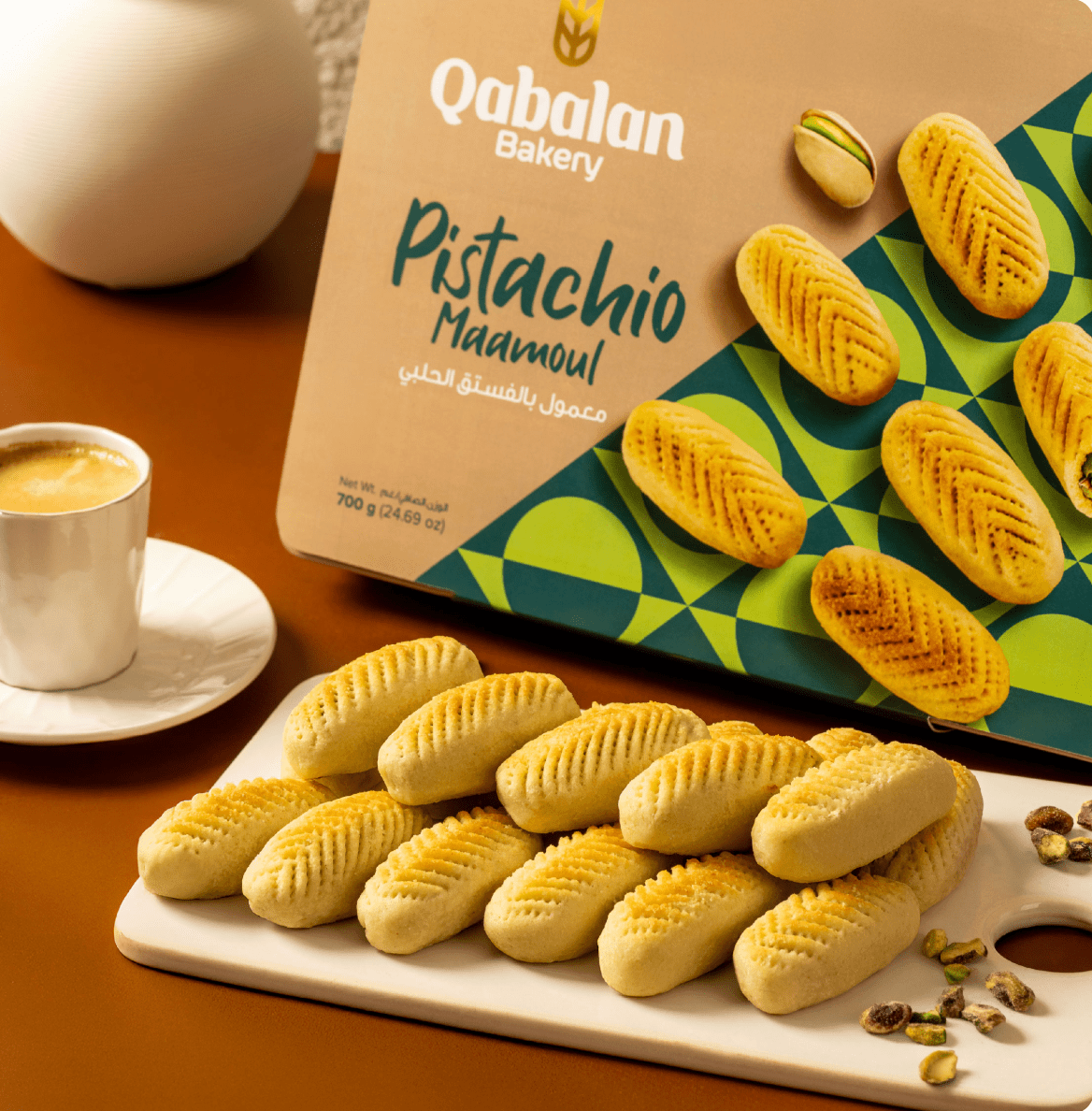 Qabalan Premium Maamoul with Pistachio 750g | قبلان معمول منقش بالفستق الحلبي - 2kShopping