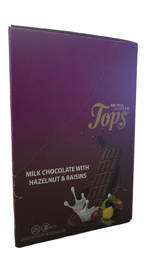 Tops Milk Chocolate w/ Hazelnut & Raisins 12*100g - 2kShopping