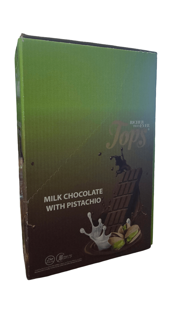 Tops Milk Chocolate Bar with Pistachio 12*100g - 2kShopping