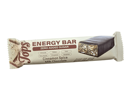 Tops Energy Cinnamon Spice Milk Chocolate 50g Zero Added Sugar - 2kShopping