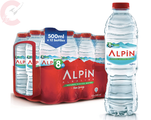 Alpin Natural Mineral Water (Alkaline) 500 ml x 12  مياه البين  قلويه طبيعية
