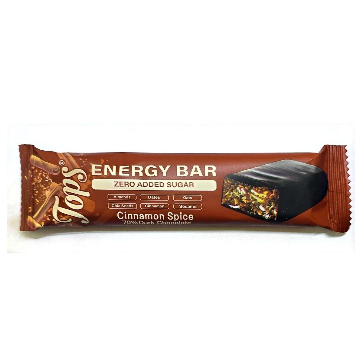 Tops Energy Bar Cinnamon Spice 50g 70% dark Chocolate - 2kShopping