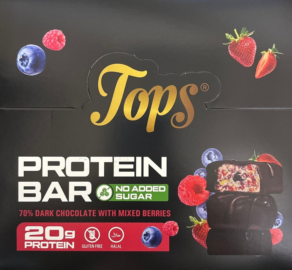 Tops Protein Bar 70% Dark Chocolate with Mixed Berries 12x60g - 2kShopping