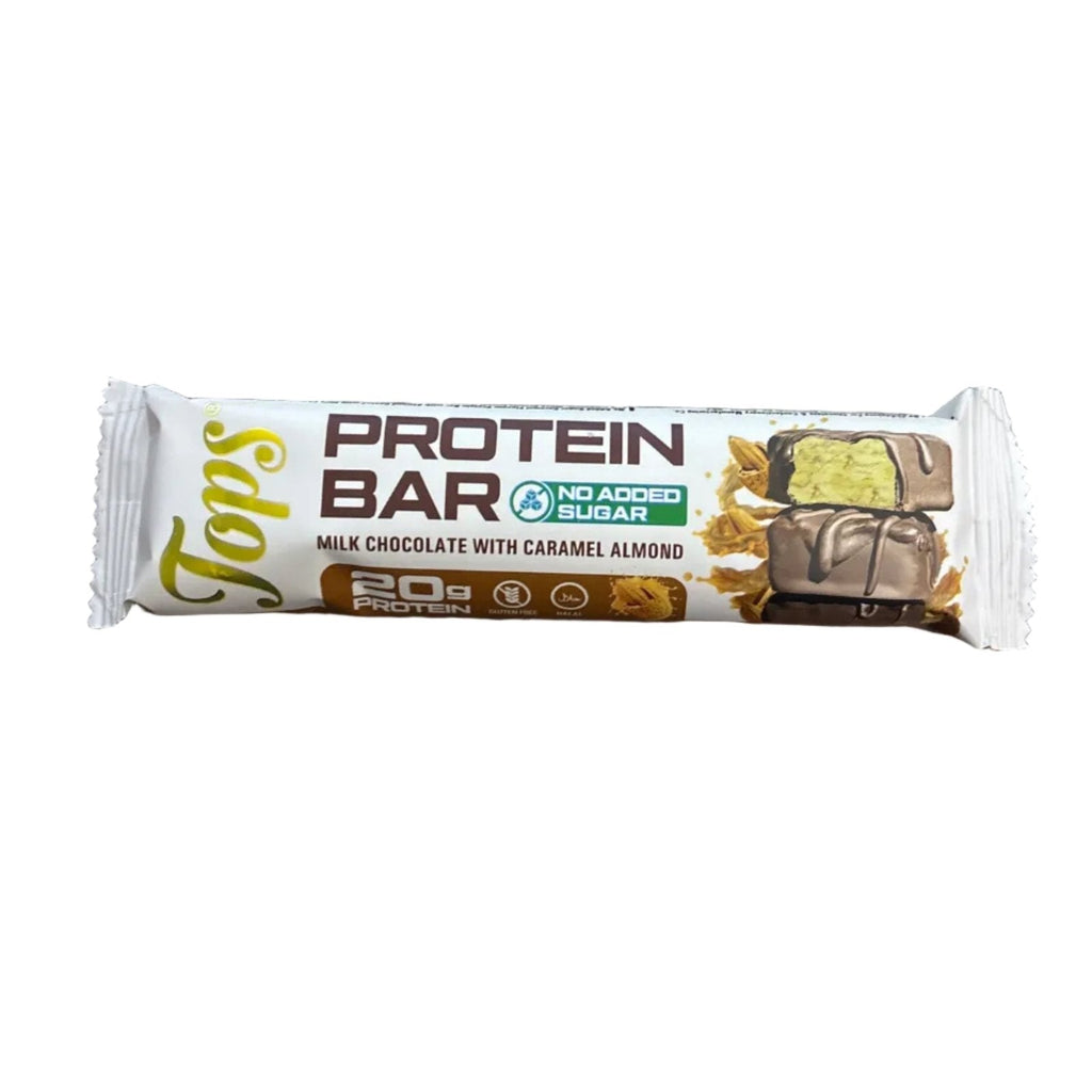 Tops Protein Bar Milk Chocolate with Caramel Almond 60g No Sugar Added - 2kShopping